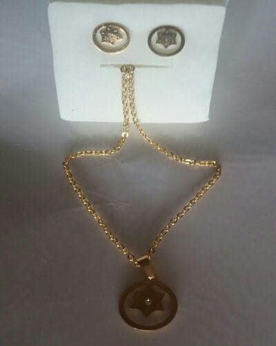 Caneda y Aretes Acero Amarillo - Comprar en Cali