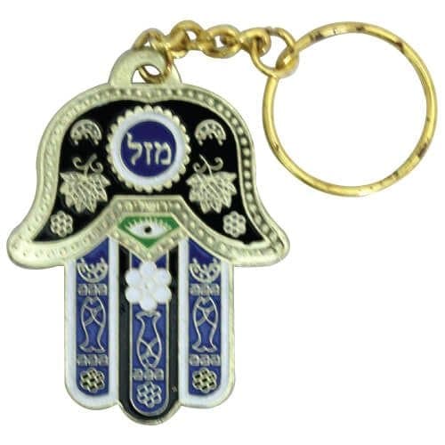 Llavero Hamsa Mazal Azul Metalico - Comprar en Cali