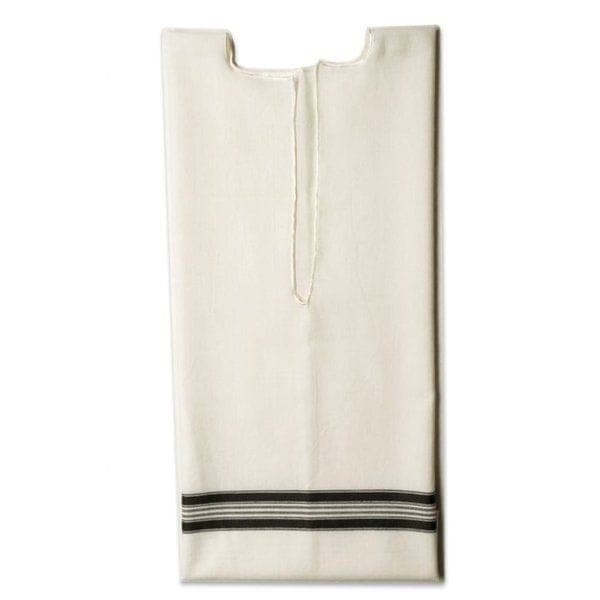 Talitnia Lana Blanca Tallit Katan - Líneas Negras