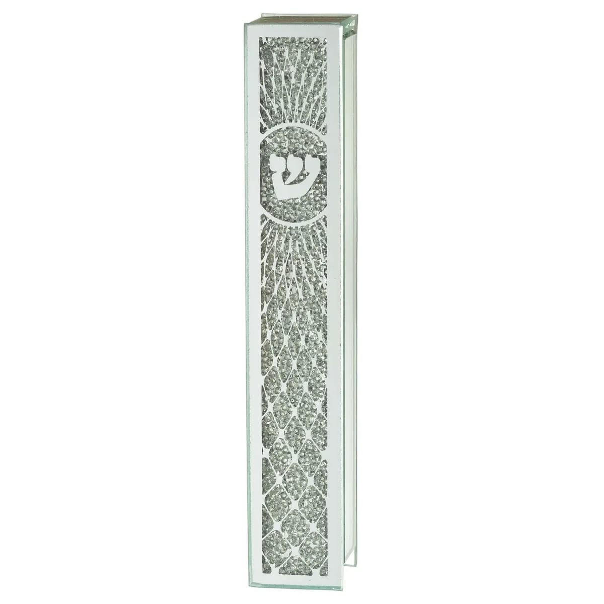 Caja de Mezuzá de Vidrio Escarchado – 12 cm - Judaica Breslov Colombia