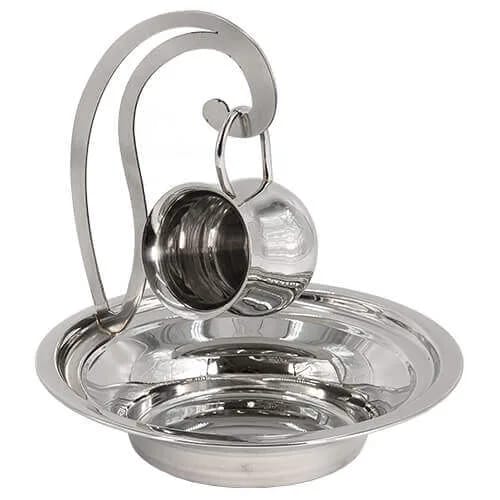 Mayim Ajaronim de Acero con Vasito Colgante – 18 cm - Judaica Breslov Colombia