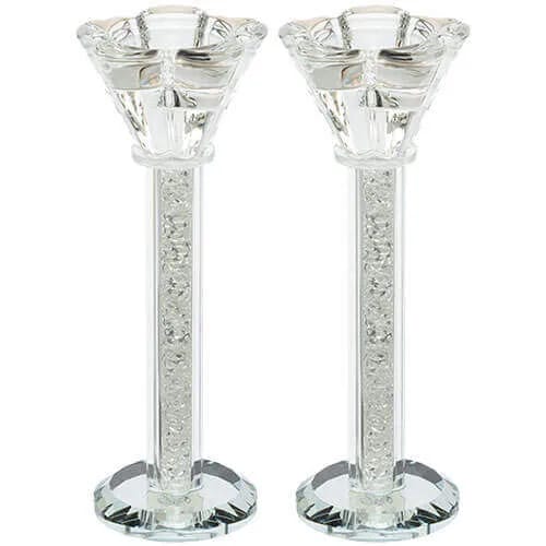 Par de Candelabros de Cristal para Shabat – 18 cm - Judaica Breslov Colombia