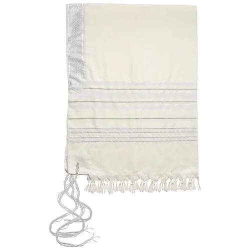 Talit Gadol Mofet Talla 50 – Franjas Plateadas - Judaica Breslov Colombia
