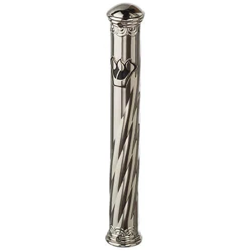 Caja de Mezuzá de Níquel Plateada – 12 cm - Judaica Breslov Colombia