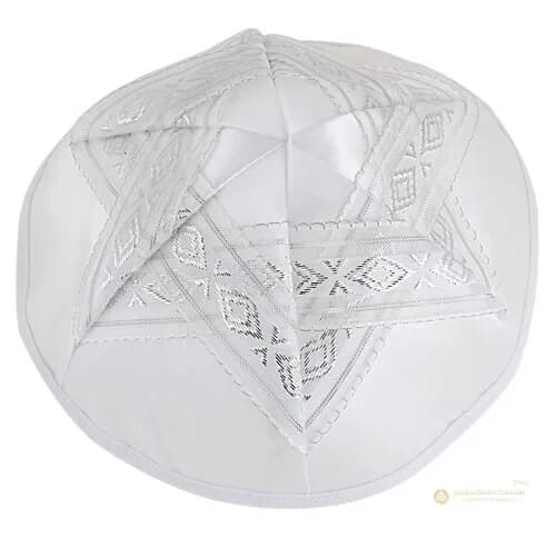 Kipa Blanca Estrella David - Judaica Breslov Colombia