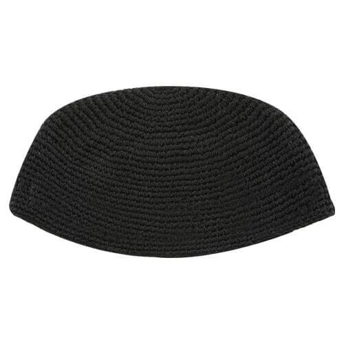 Kipá Tejida Negra Hecha a Mano – 22 cm - Judaica Breslov Colombia
