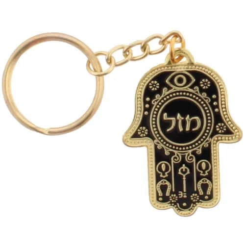Llavero Hamsa “Mazal” Negro y Dorado - Comprar en Cartagena