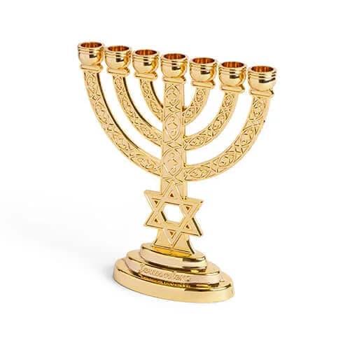 Menorá Decorativa de 7 Brazos con Maguen David Dorada – 10 cm - Comprar en Cali