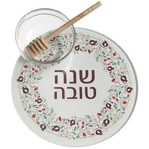 Plato para Manzana y Miel de Rosh Hashaná – Rojo con Granadas (19 cm) - Comprar en Cali