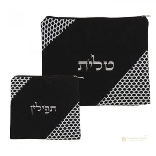 Set de Bolsas para Talit y Tefilín – Negro Tipo Cuero - Judaica Breslov Colombia