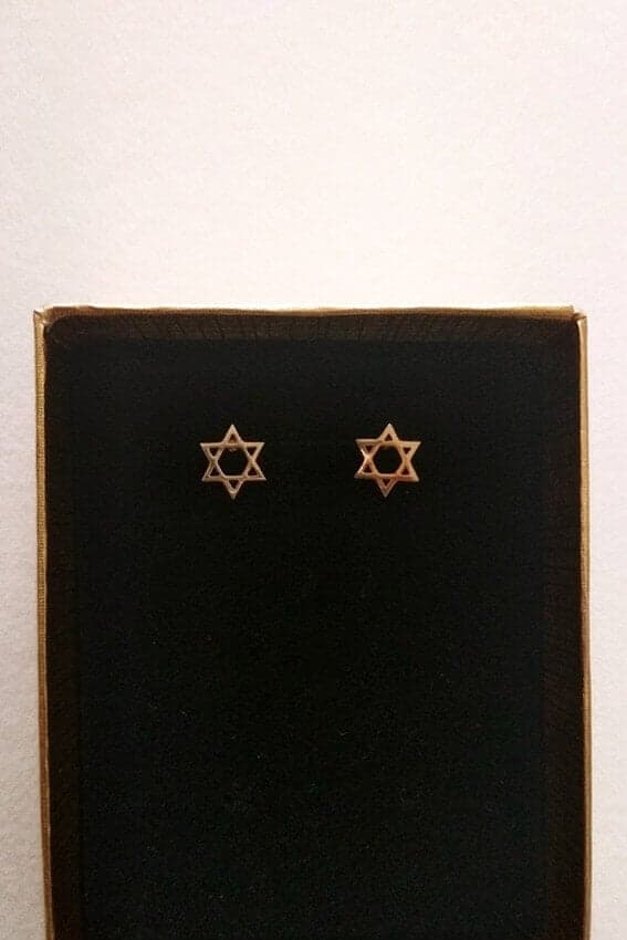 Aretes Maguen David Pequeños en Acero Inoxidable Dorado - Comprar en Cali