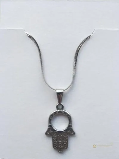 Cadena con Dije de Hamsa en Acero Inoxidable - vista 3 | Judaica Breslov Colombia