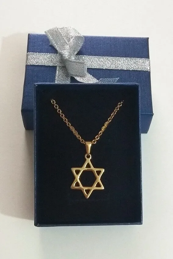 Cadena Maguen David Dorada Lisa – Tamaño Mediano - Cadena Maguen David Dorada Lisa – Tamaño Mediano - Judaica Breslov Colombia