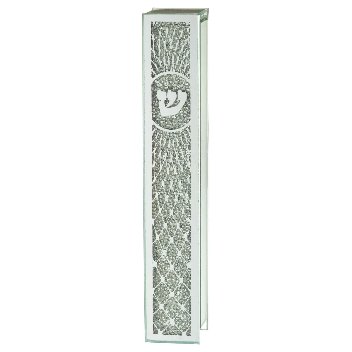 Caja de Mezuzá de Vidrio Escarchado – 12 cm - Caja de Mezuzá de Vidrio Escarchado – 12 cm - Judaica Breslov Colombia