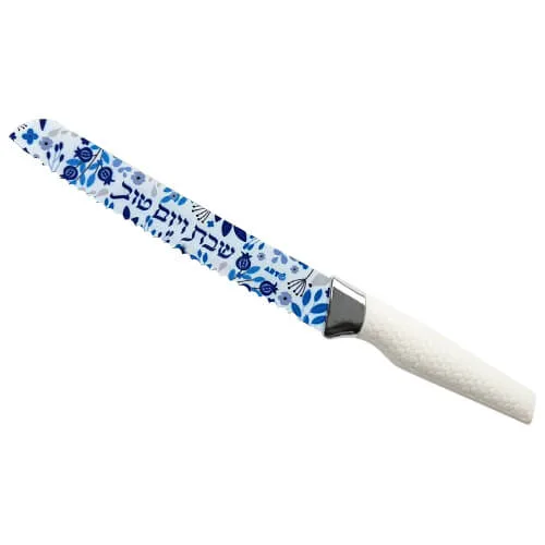Cuchillo para Jalá de Acero Inoxidable con Mango Azul – 34 cm - Cuchillo para Jalá de Acero Inoxidable con Mango Azul – 34 cm - Judaica Breslov Colombia