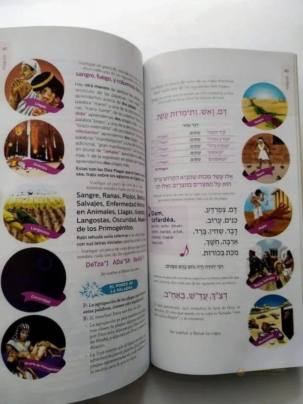 Hagadá de Pésaj Ilustrada en Hebreo con Brajot en Fonética (Jabad) - vista 3 | Judaica Breslov Colombia