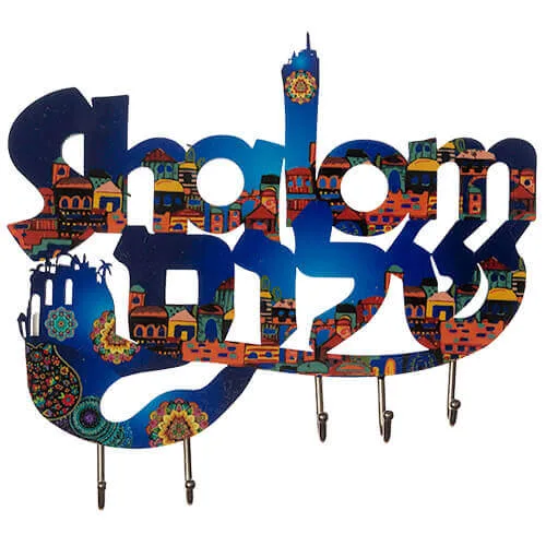 Perchero de Madera “Shalom” Multicolor - Perchero de Madera “Shalom” Multicolor - Judaica Breslov Colombia