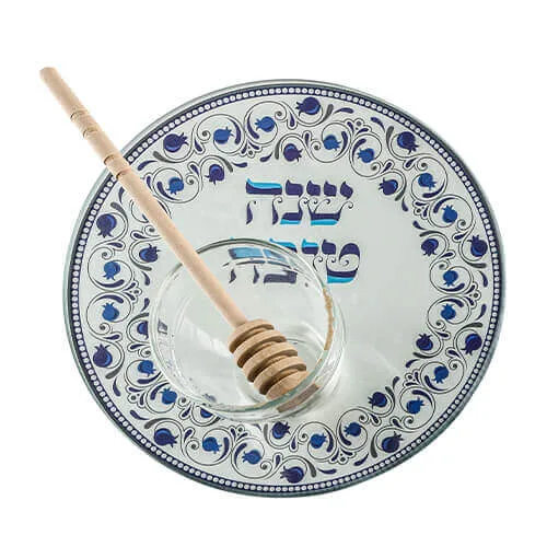Plato para Manzana y Miel de Rosh Hashaná – Azul (19 cm) - Plato para Manzana y Miel de Rosh Hashaná – Azul (19 cm) - Judaica Breslov Colombia