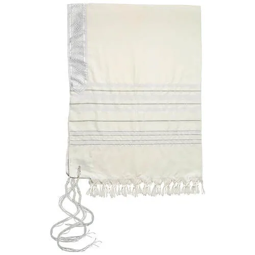 Talit Gadol Mofet Talla 60 – Franjas Plateadas - Talit Gadol Mofet Talla 60 – Franjas Plateadas - Judaica Breslov Colombia